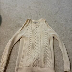 LOFT Women's Ivory Cable Knit Sweater